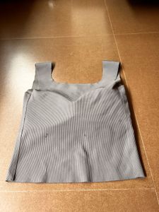 Sleek Grey Ribbed Tank Top