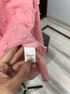 Shein Pink Textured Bow Blouse