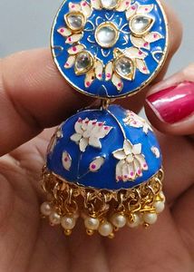 Stunning Blue Meenakari Jhumka Earrings