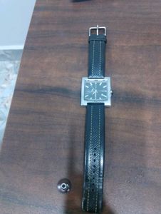 Stylish Black Leather Strap Watch