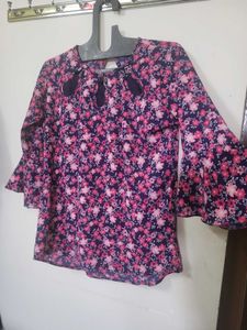 Floral Print Bell Sleeve Top