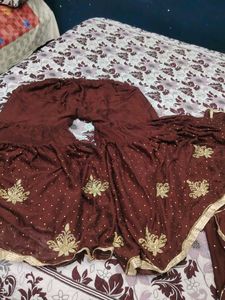 Maroon Kurta Set with Gold Embellishments