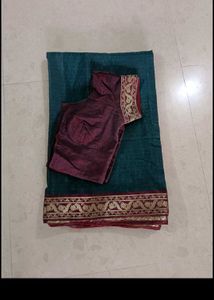 Bottle green saree