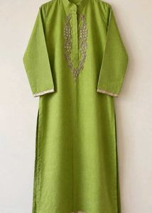 Lime Green Embroidered Kurta