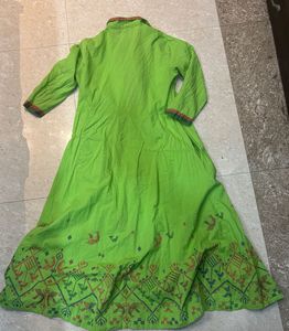 Green Ethnic Print Kurta Dress
