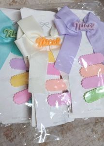 Cute "Nice" Hair Bow Clip Set