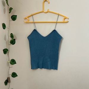 Blue Ribbed Cami Top