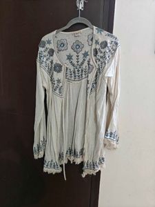 Boho Embroidered Cream shrug