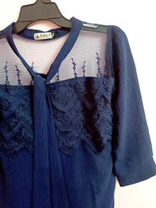 Navy Lace Top