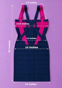 NAVY BLUE &amp; HOT PINK STRAPPY BANDAGE BODYCON DRESS