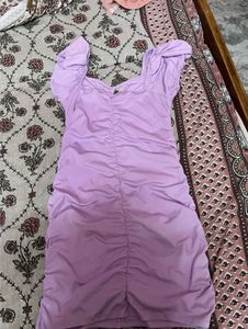 Lavender Ruched Mini Dress