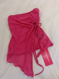 Sheer Pink Top with Tie Detail