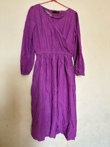 Flowy Purple Wrap Midi Dress