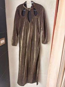 Sparkling Cutout Neck Midi Dress