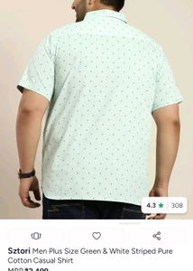 sztori men's green &amp; white striped casual shirt