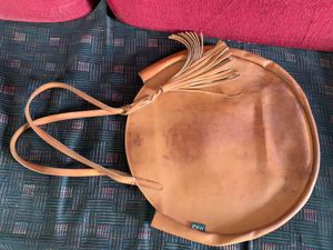 Tan Leather Circle Tote