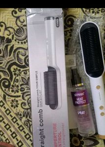 Hair Straightener Comb & Heat Protectant