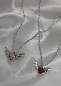 Cute Bat Heart Necklace Set
