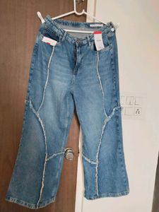 Unique Wide Leg Blue Denim Jeans