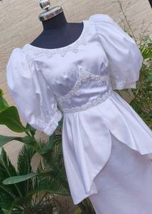 White Puff Sleeve Gown