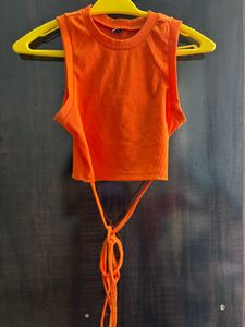 Orange Ribbed Tank Top