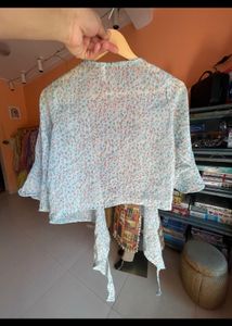 Light Blue Floral Kimono Top
