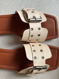 Dressberry Cream Buckled Flats (with box)