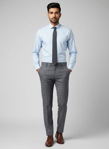 Men's Grey Plaid Dress Pants