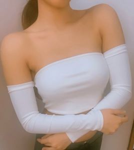 Chic White Off-Shoulder Top with Detached Sleeves