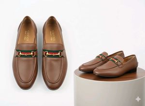 Gucci Brown Leather Loafers(6,7,8 Size)