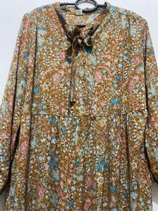 Korean Floral Print Tiered Dress