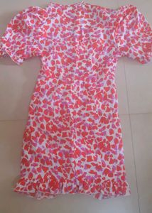 FREE Baniyan With Heart Print Ruched Mini Dress.