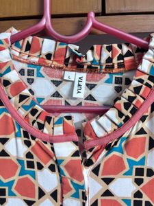 “Yufta” Vibrant Orange Geometric Dress