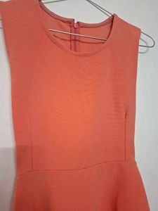 Women's Sleeveless Orange Skater Dress