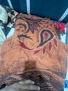 Elegant Brown Printed Saree