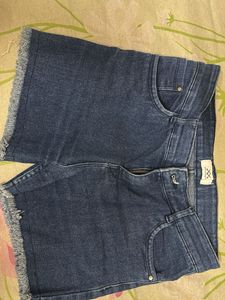 Wavelength Blue Denim Frayed Shorts
