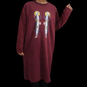 Burgundy Graphic Print T-Shirt Dress
