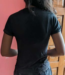 Black T-Shirt with Sequin Detail
