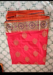 new Red Silk Saree with Golden Motifs