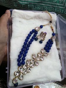 Elegant Blue & Crystal Necklace Set