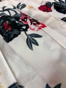 White Floral Pleated Midi Skirt