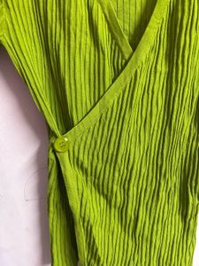 Lime Green Ribbed Wrap Top