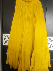 Beautiful Yellow Lehnaga Choli  Net Dupatta Set