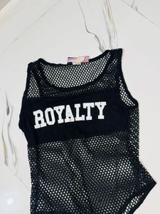 Black Fishnet "Royalty" Top