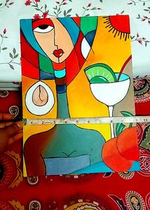 Vibrant Abstract Face &amp; Cocktail Painting