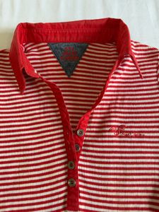 Red Striped Polo Top