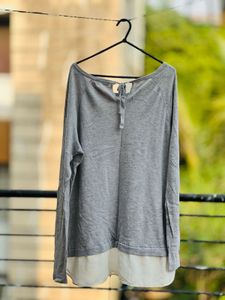 Gray Long Sleeve Layered Tunic Top