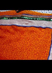 Vibrant Red Saree with Embellished Border