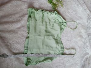 Green Ruched Satin Top