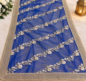 Blue Dupatta with Gold Embroidery